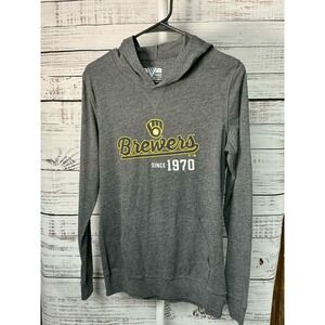 Levelwear Milwaukee Brewers Since 1970 Hooded‎ Sweatshirt Gray Womens Medium